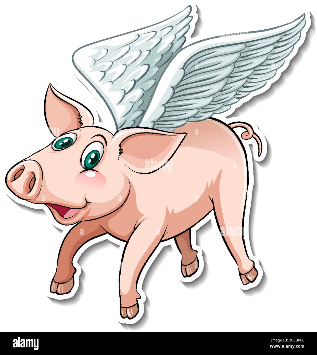 A cute flying pig cartoon animal sticker illustration Stock Vector Image &  Art - Alamy