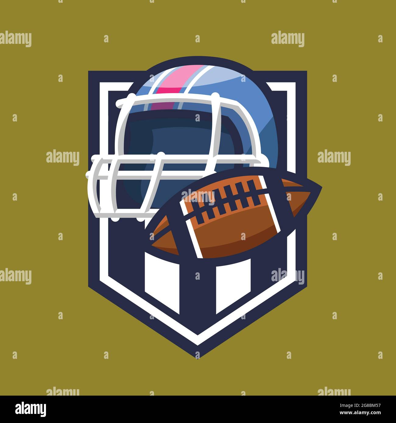 American football helmet with ball. Sport concept art in cartoon style