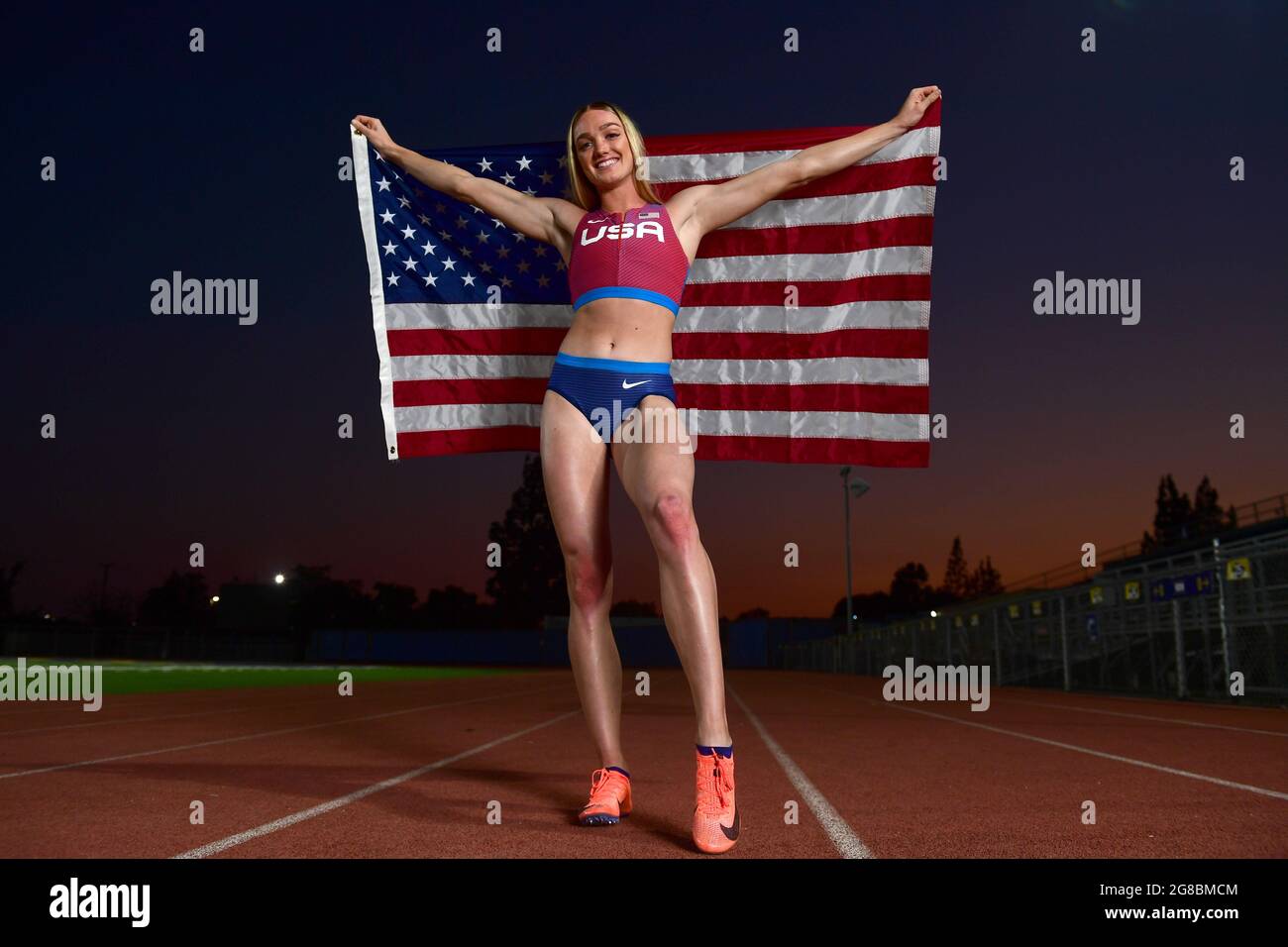 Shae Anderson Shae Anderson poses with United States flag during a portrait session ...
