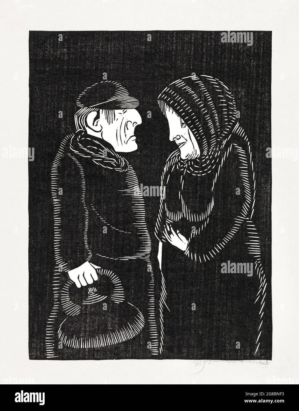 Fantastical man and woman (Fantasie: man en vrouw) (1929) print in high resolution by Samuel Jessurun de Mesquita. Original from The Rijksmuseum. Digi Stock Photo