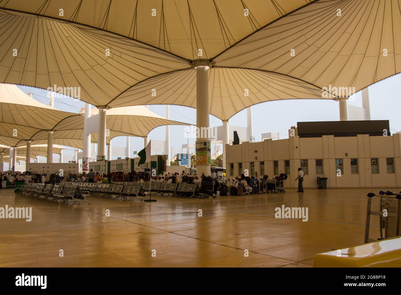 Jeddah - Saudi Arabia: 13 August 2018. Muslim pilgrims from all over the world at Jeddah Hajj International Airport Stock Photo