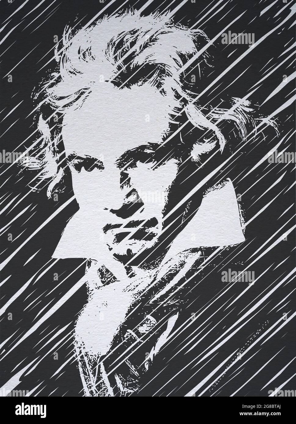 Ludwig Van Beethoven portrait - beautiful grungy artistic mood representation of the famous german composer (1770 - 1827) Stock Photo
