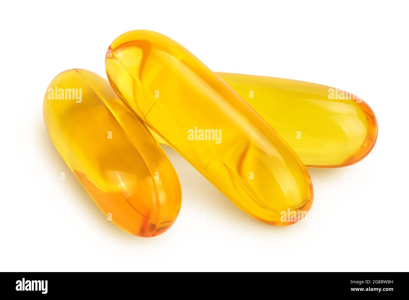 Fish oil capsules isolated on white background with clipping path and