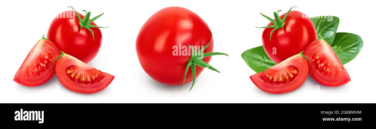 Tomato with slices isolated on white background with clipping path and ...