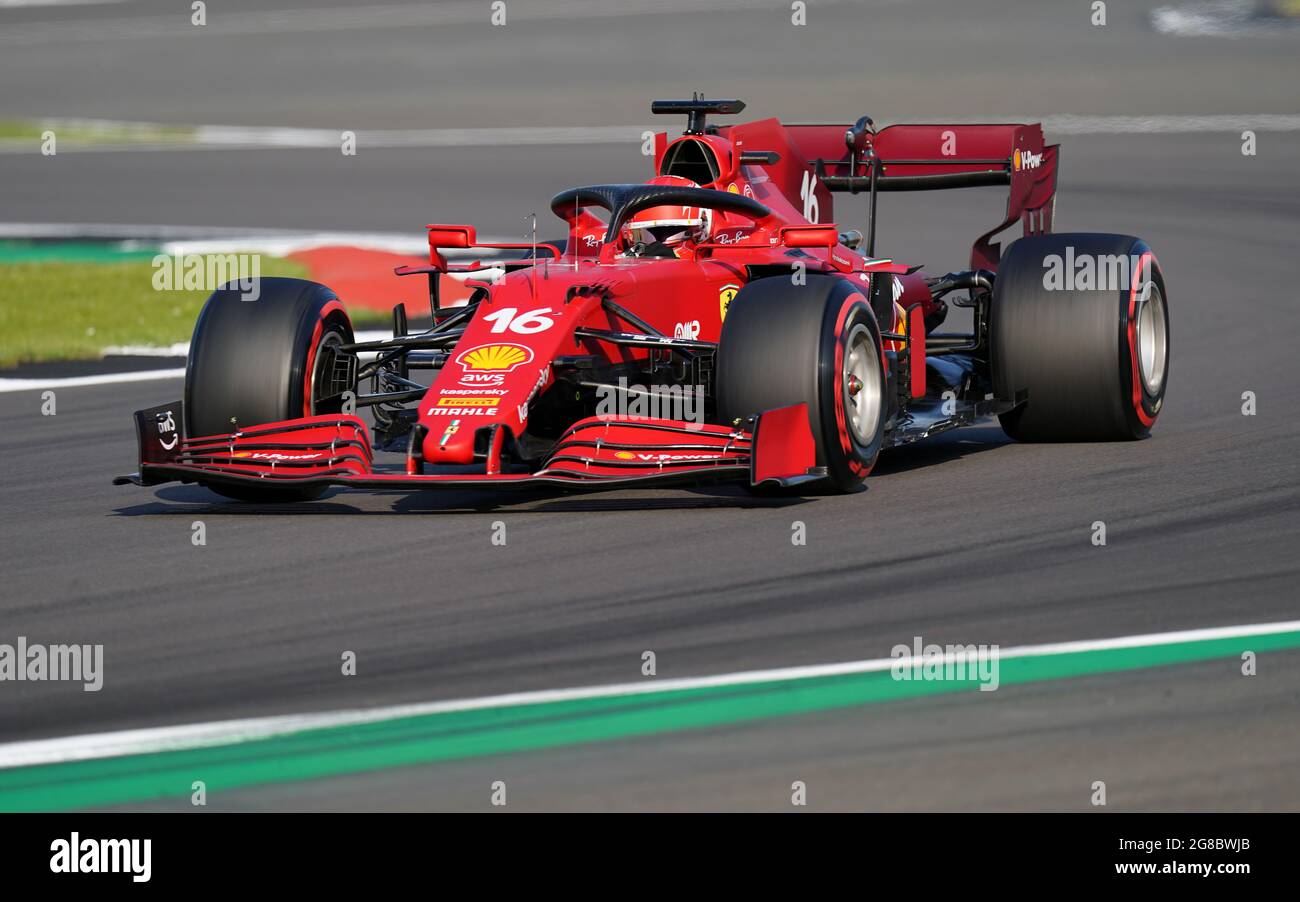 Ferrari's Charles Leclerc during qualifying for the British Grand Prix at Silverstone, Towcester. Picture Date: Friday July 16, 2021. Stock Photo