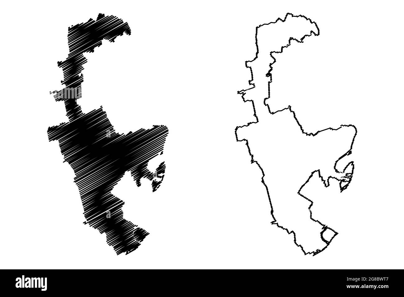 Rhein-Pfalz-Kreis district (Federal Republic of Germany, State of Rhineland-Palatinate) map vector illustration, scribble sketch Rhein Pfalz Kreis map Stock Vector