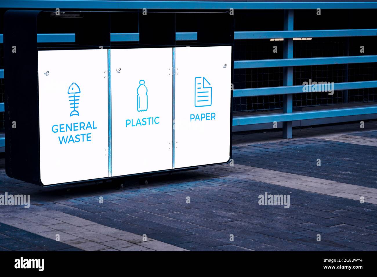 Waste containers, keep your Earth clean Stock Photo Alamy