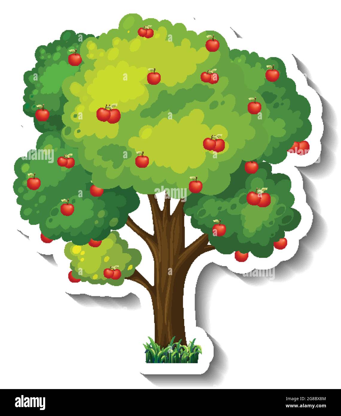 Cartoon tree sticker on white background Vector Image