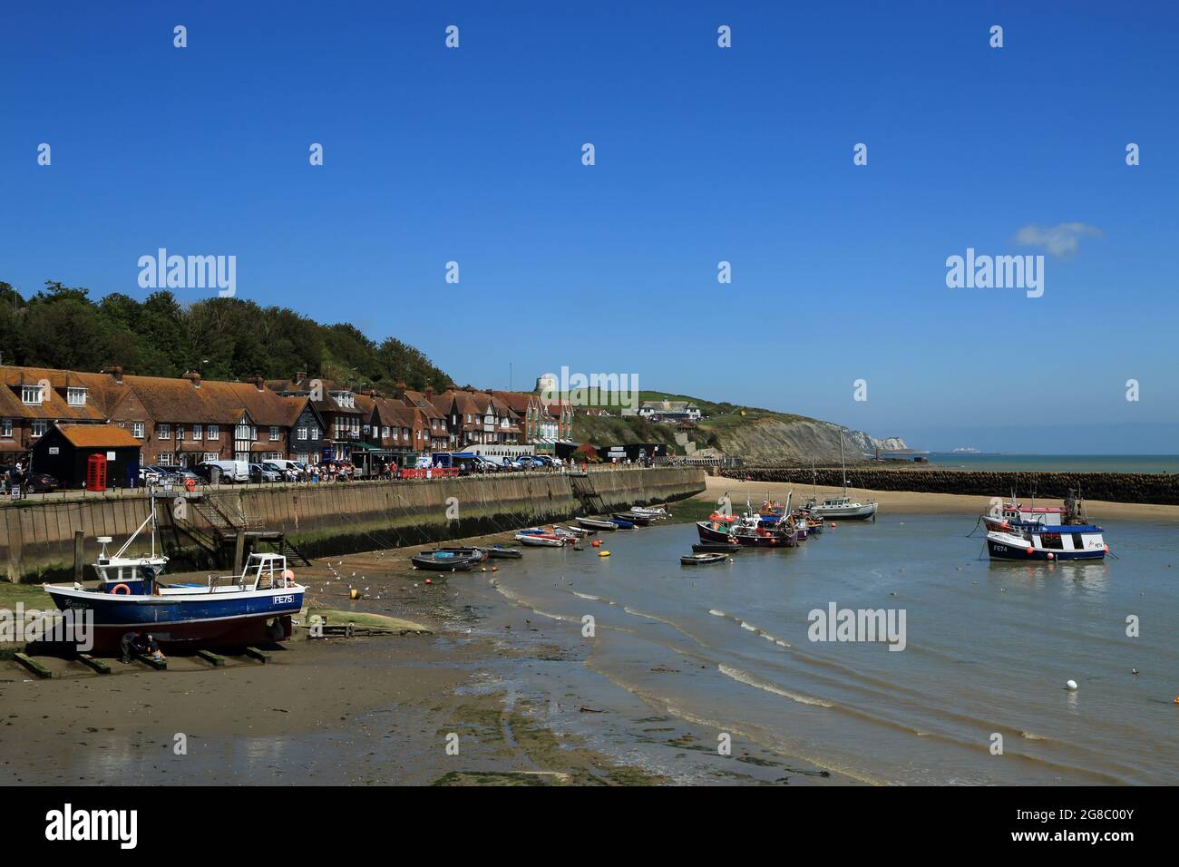 View of the outer harbour with an incoming tide, Folkestone, Kent, England, United Kingdom Stock Photo