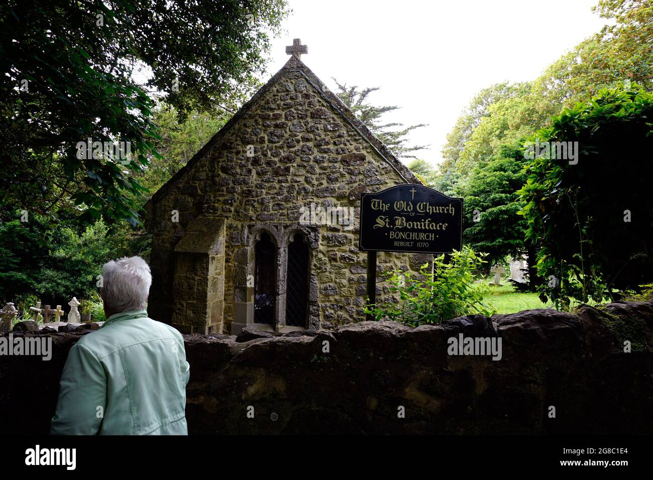 St Boniface old church rebuilt in 1070 stands alone in woodland at Bonchurch on the Isle of Wight. Stock Photo