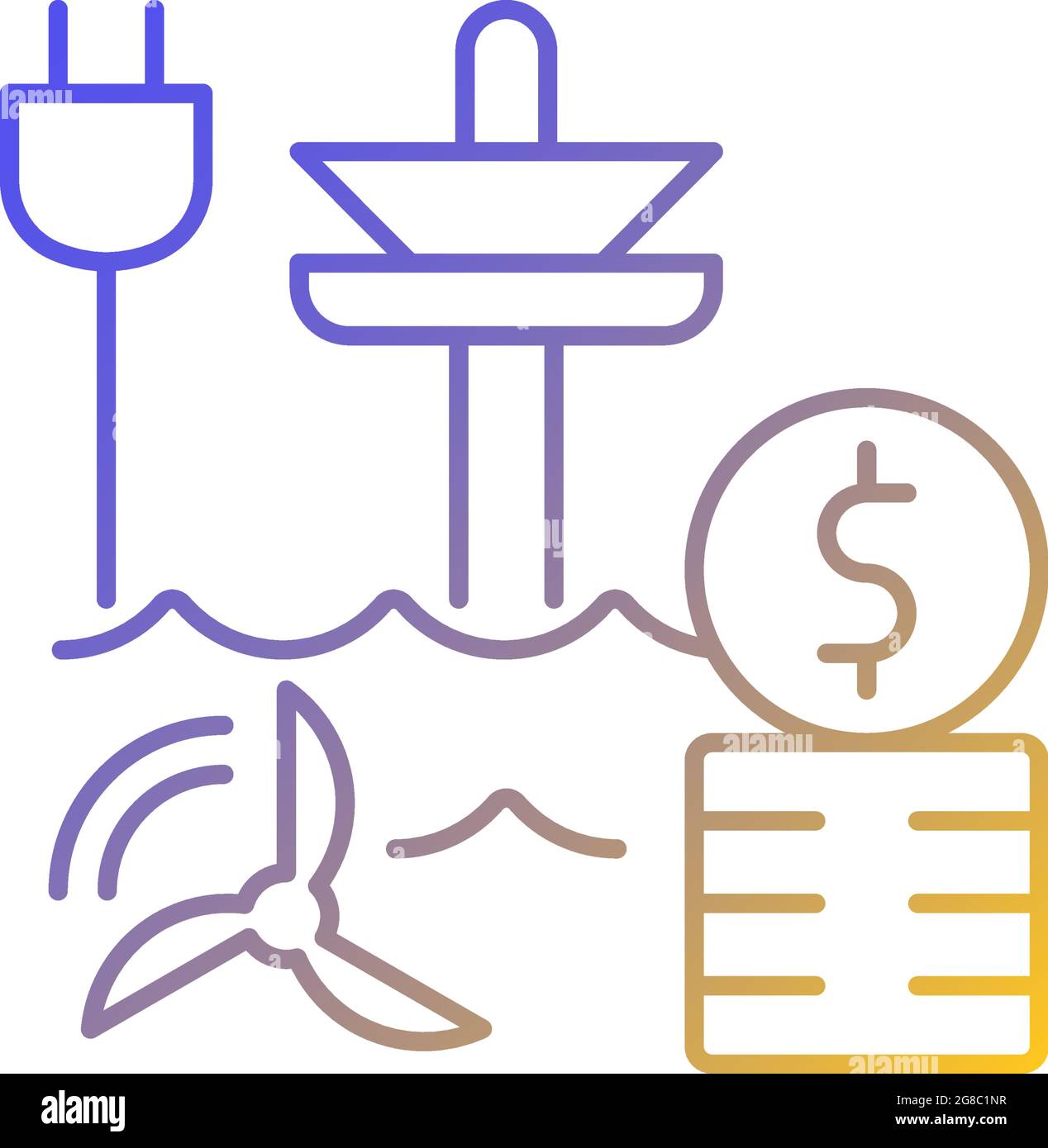 Tidal energy price gradient linear vector icon Stock Vector