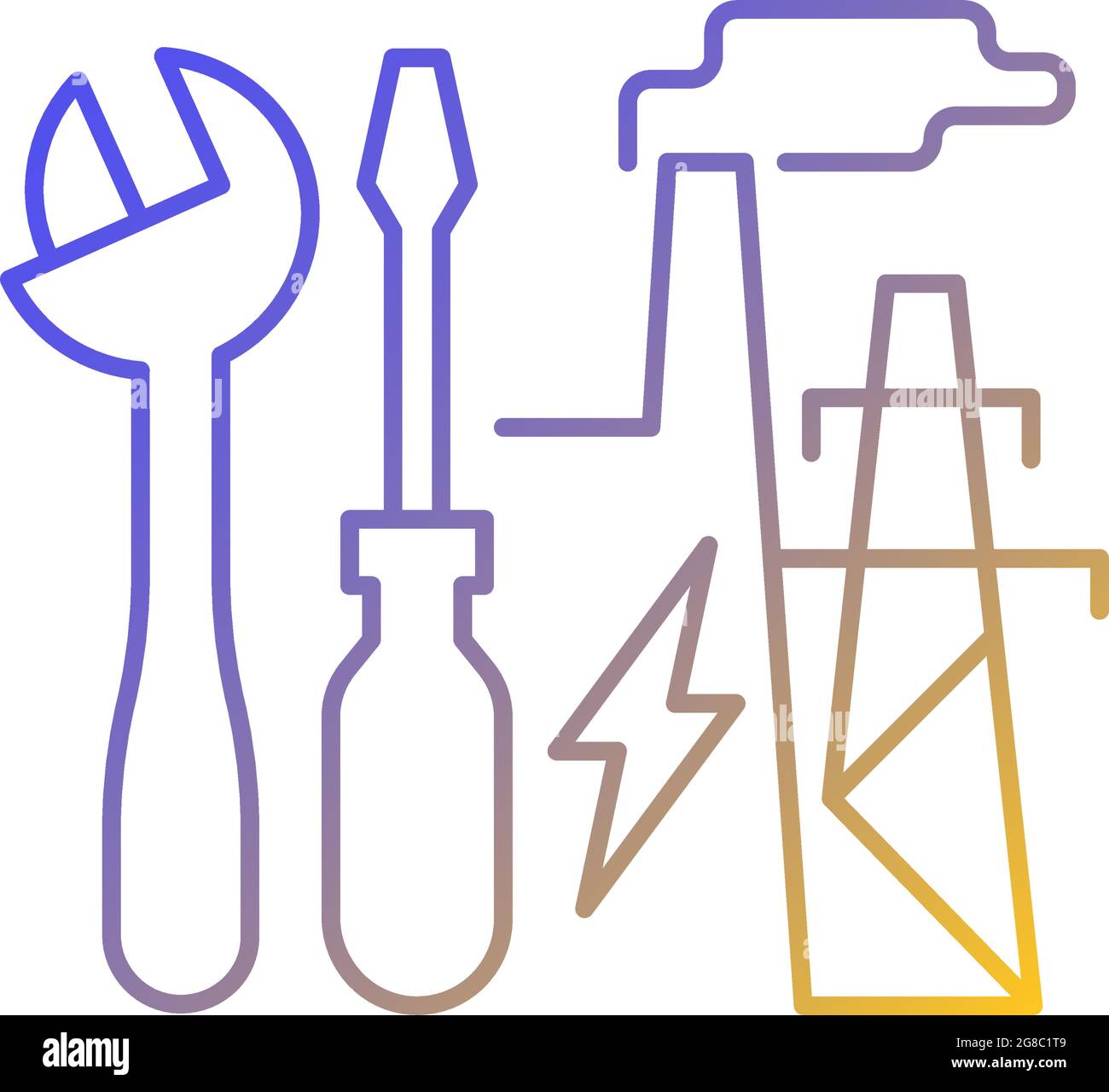 Energy system repairs gradient linear vector icon Stock Vector