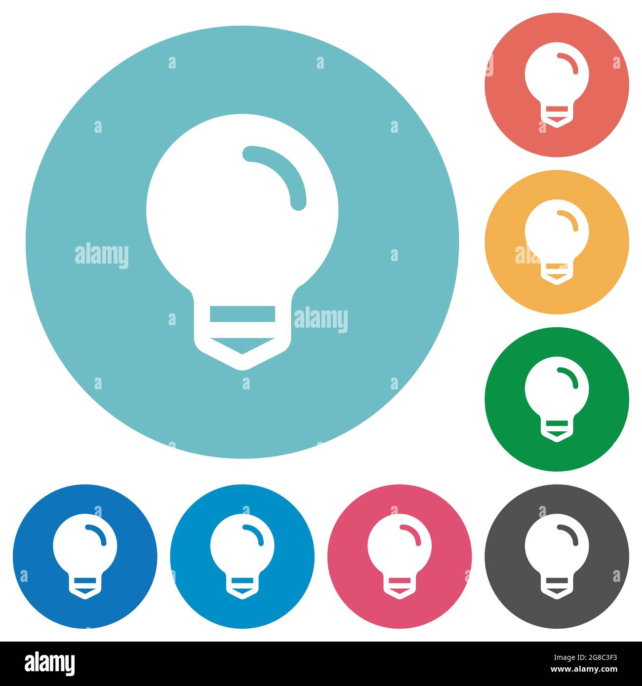 Light bulb flat white icons on round color backgrounds Stock Vector ...