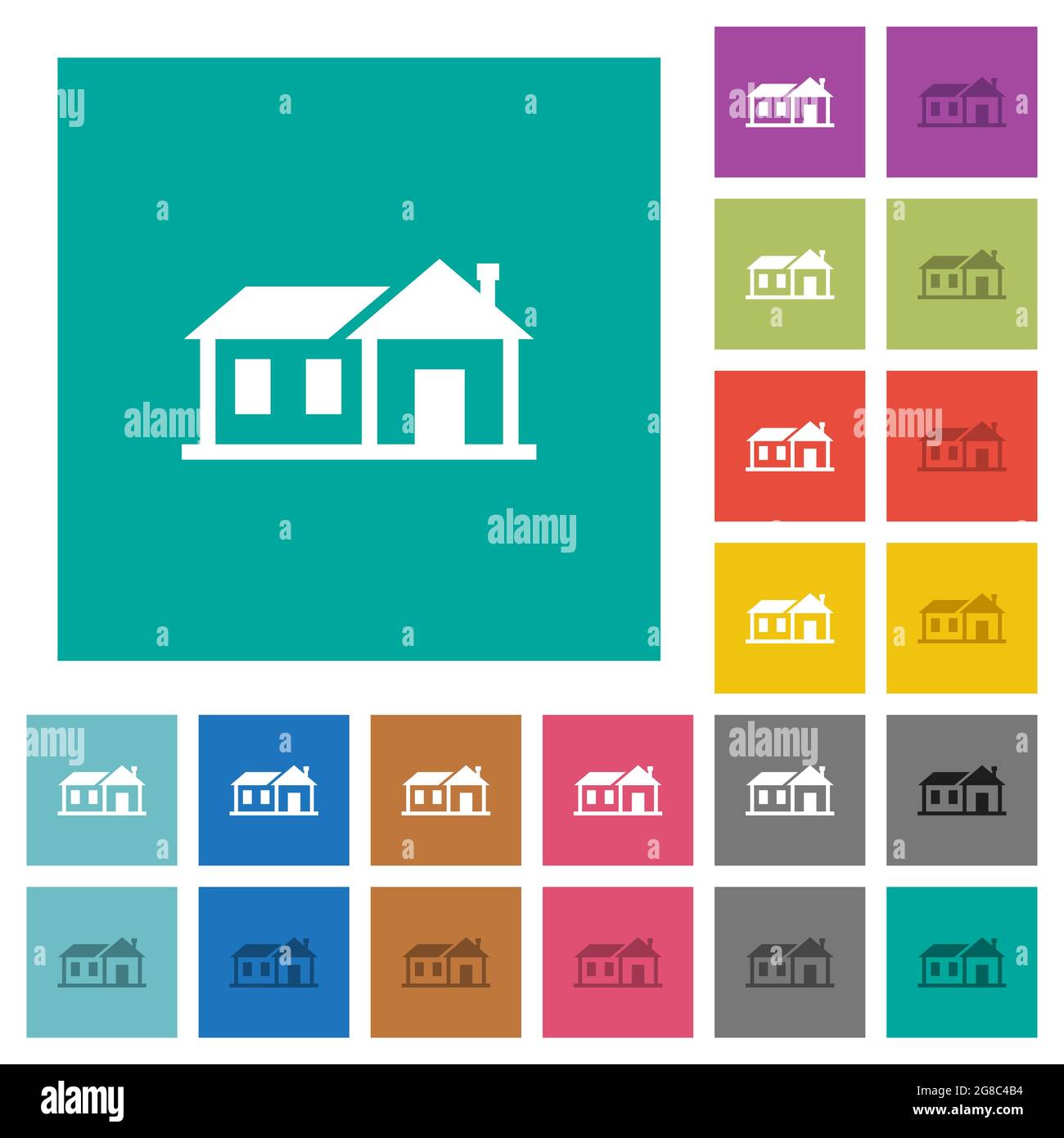 Family house multi colored flat icons on plain square backgrounds ...