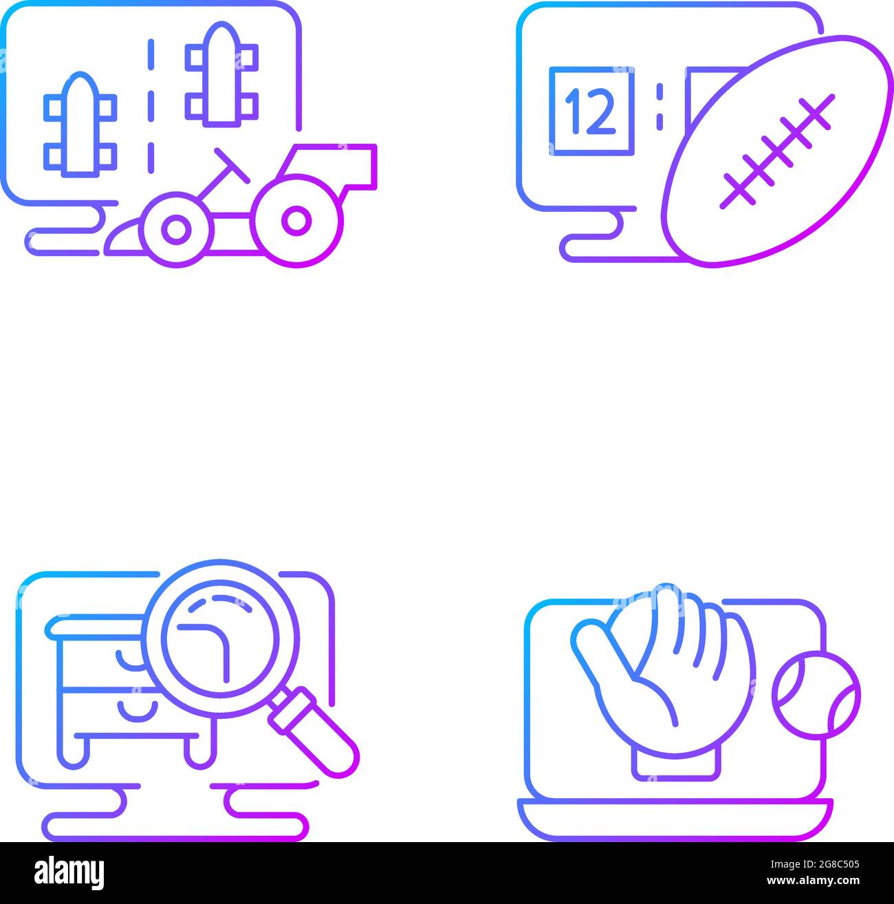 Sport simulators types gradient linear vector icons set Stock Vector