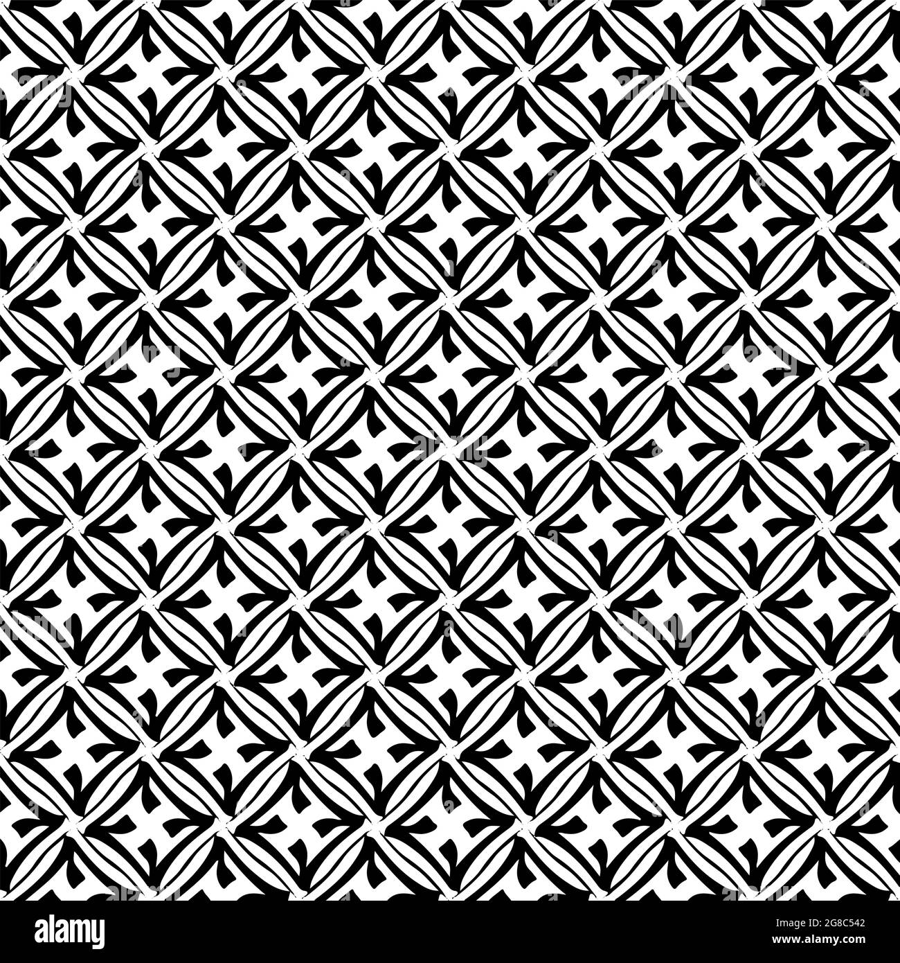 Seamless vector pattern in geometric ornamental style. Black and white ...