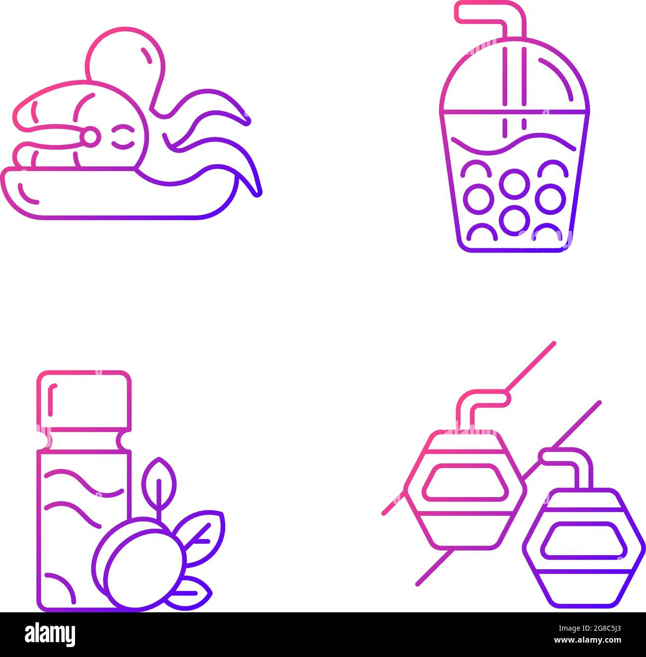 Taiwan entertainment gradient linear vector icons set. Stock Vector