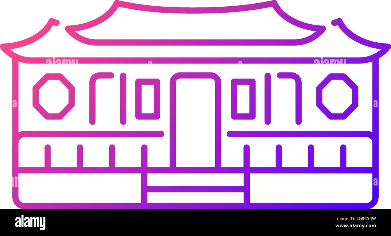 Longshan temple gradient linear vector icon. Stock Vector