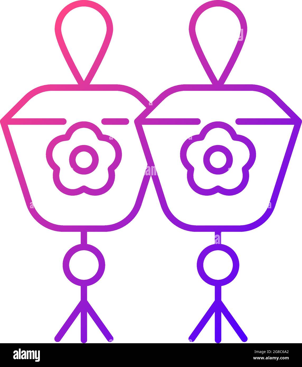 Mini sky lanterns gradient linear vector icon. Stock Vector