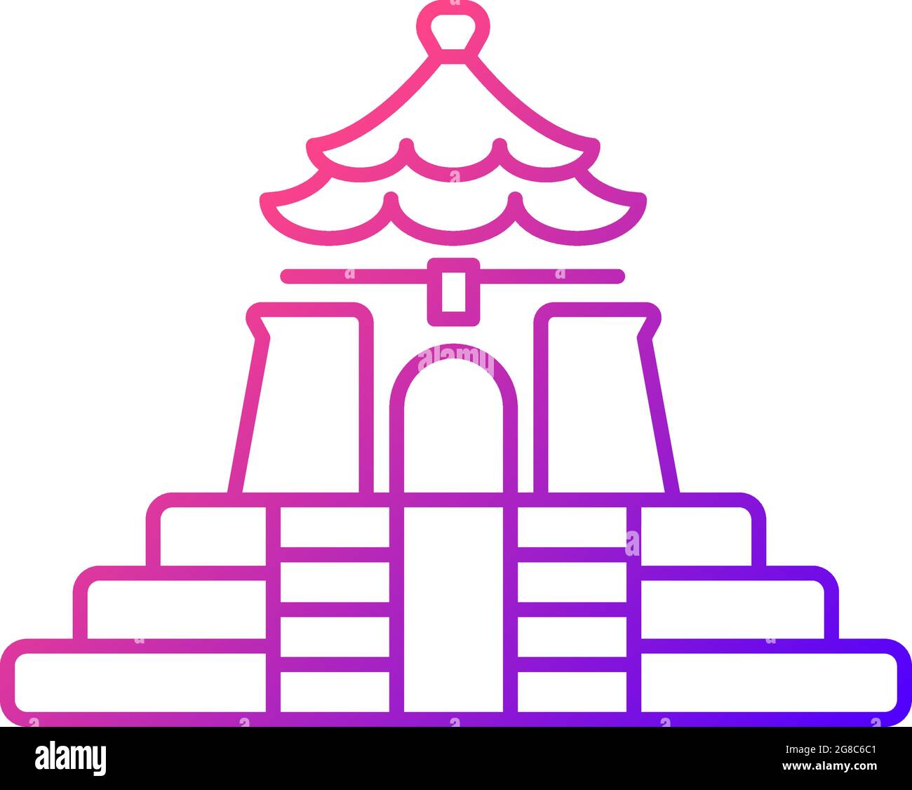 Chiang Kai shek Memorial Hall gradient linear vector icon. Stock Vector