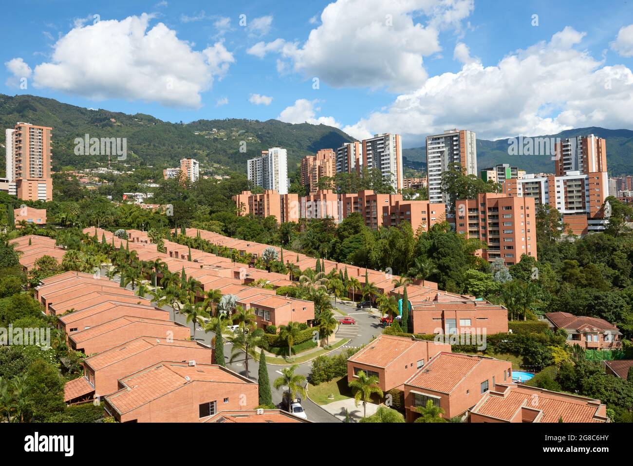 Beautiful shot of Medellin city surrounded by greenerycovered