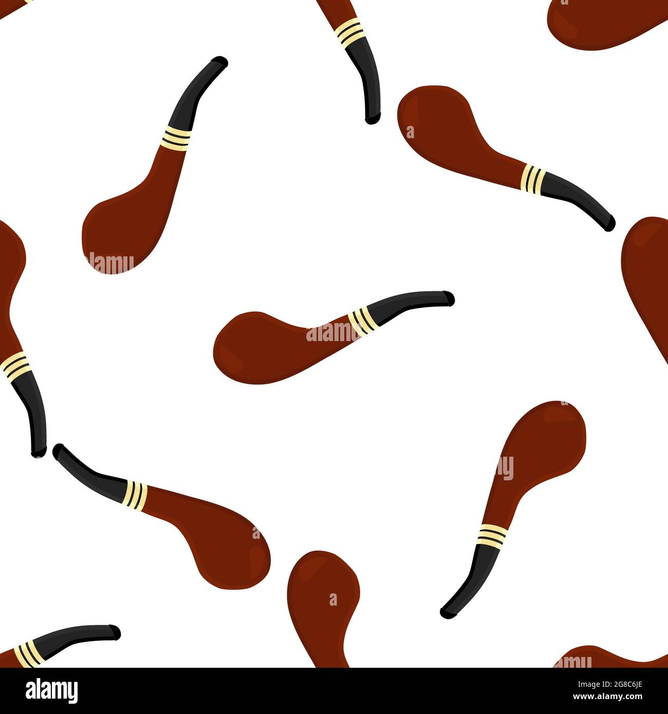 Illustration on theme many identical seamless types smoke pipes different size for tobacco. Pipe pattern consisting of color collection accessory of s Stock Vector