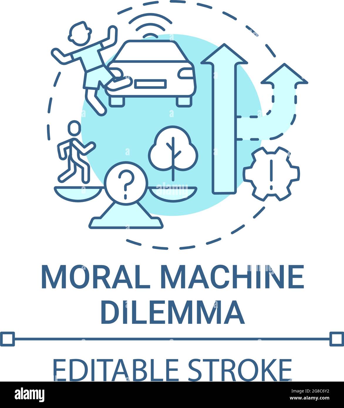 Moral machine dilemma concept icon. Stock Vector