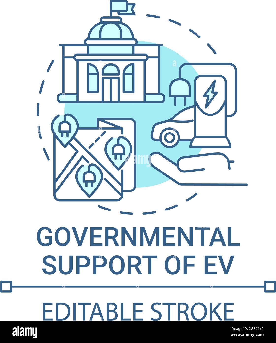 Eco cars governmental support concept icon. Stock Vector