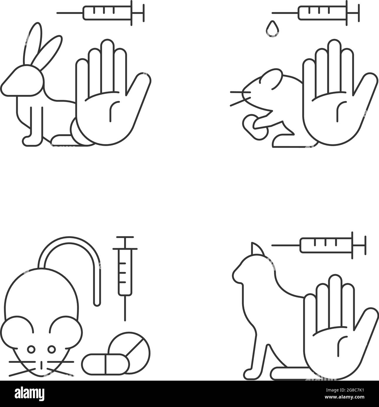 No Animal Cruelty Linear Icons Set Stock Vector Image Art Alamy