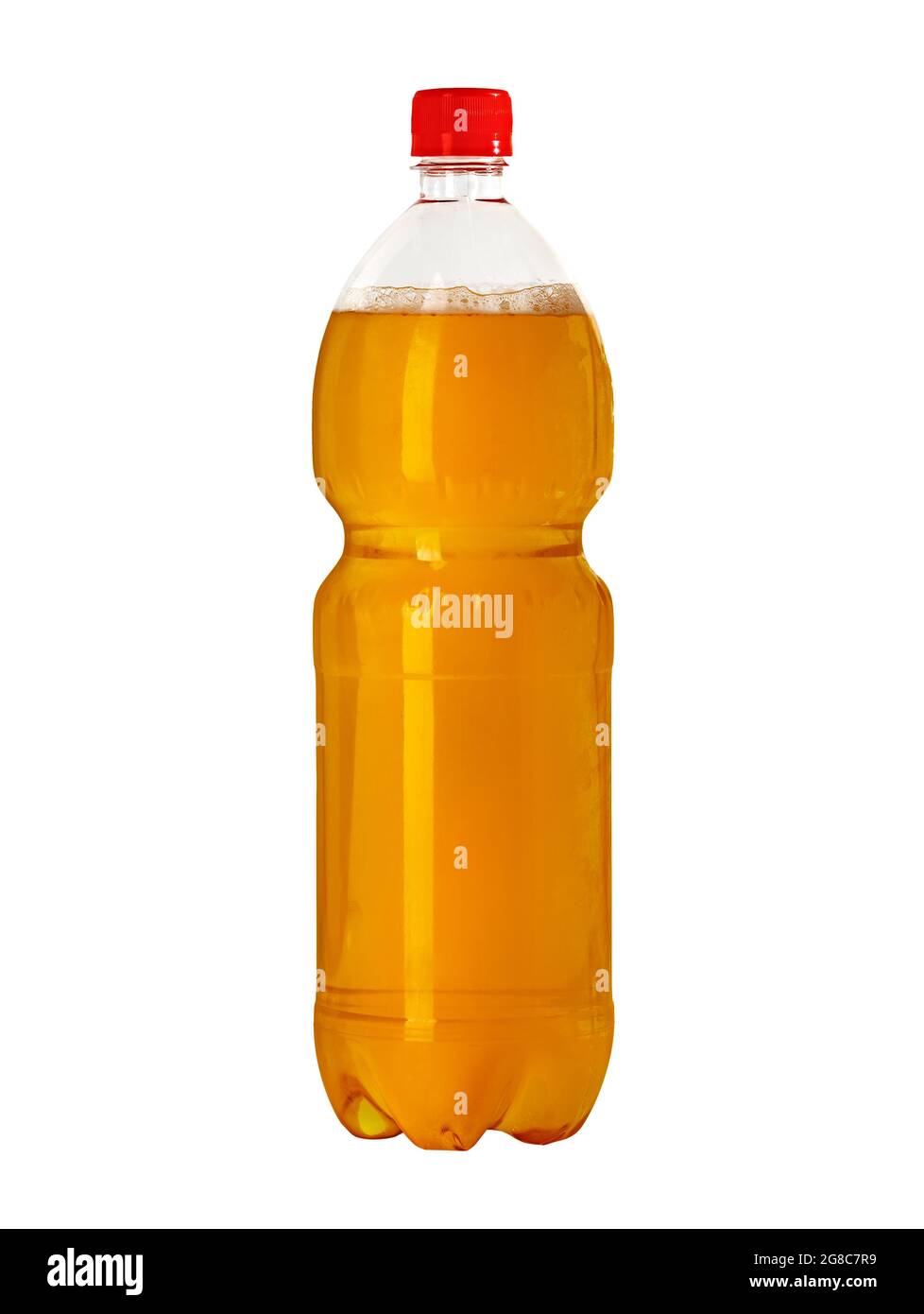 Plastic bottle of draught beer isolated on a white background. Alcoholic refreshing drink. Mockup. Stock Photo