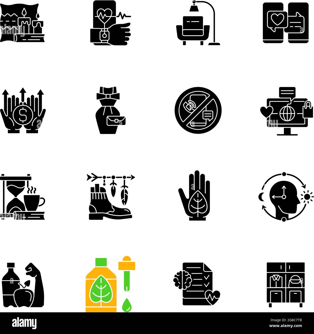 Lifestyle trends black glyph icons set on white space Stock Vector ...
