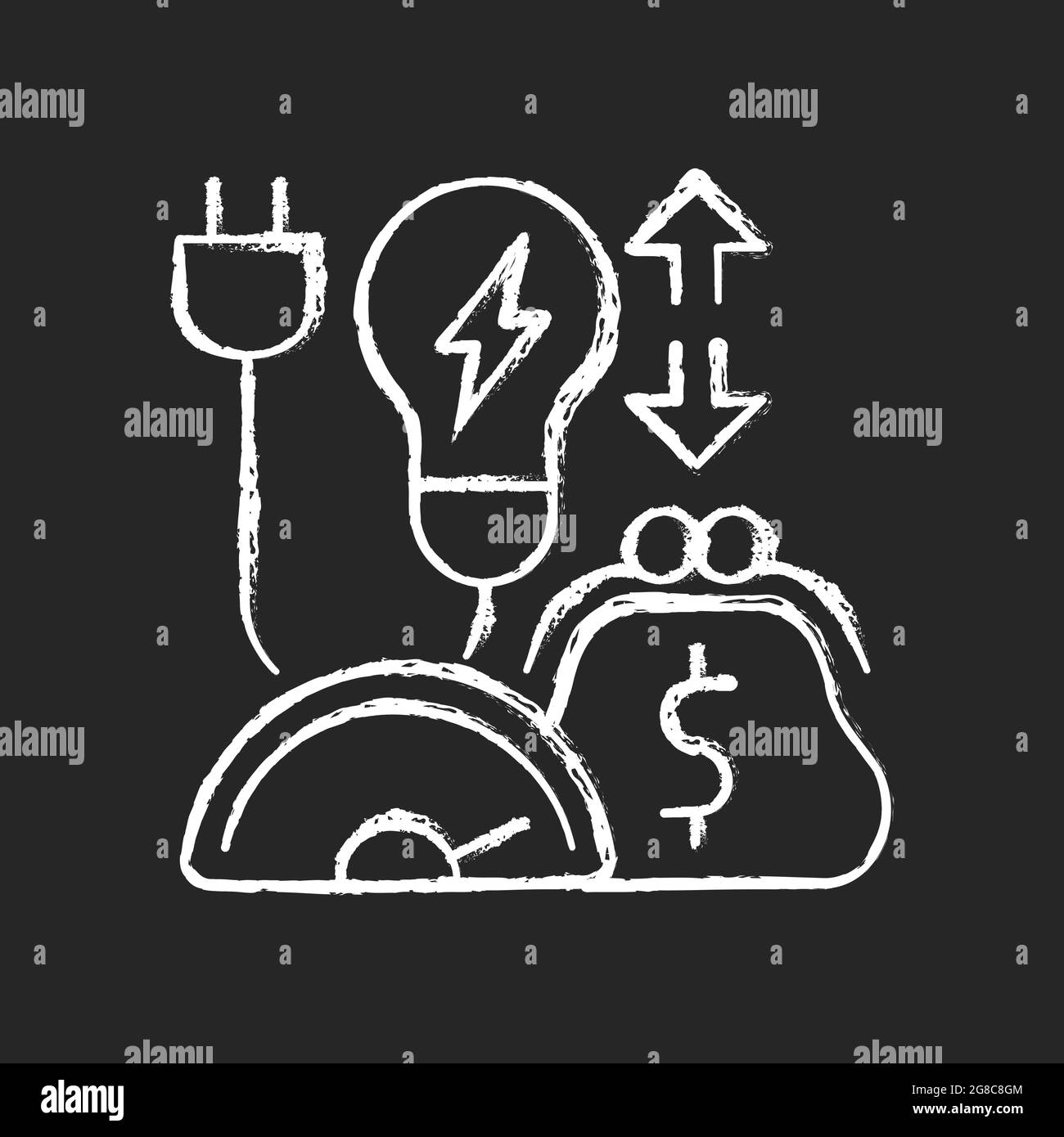 Energy efficiency program chalk white icon on dark background Stock Vector
