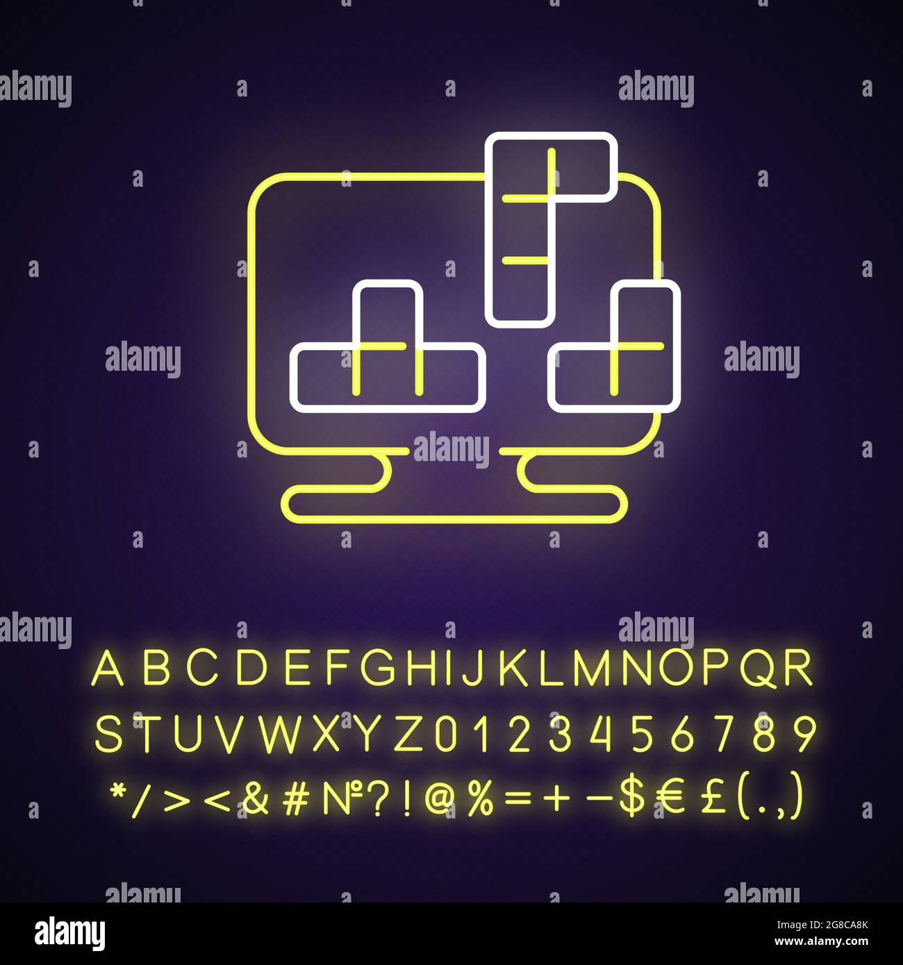 Puzzles neon light icon Stock Vector