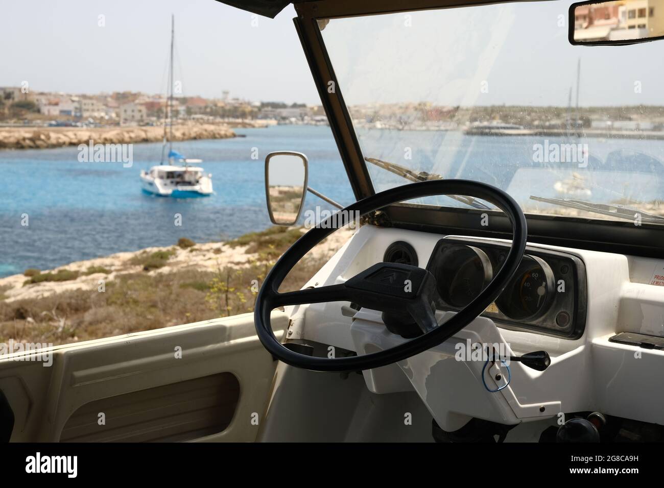 Citroen Mehari in the island of Lampedusa in Italy on 2021.The Citroën Méhari is a lightweight utilitarian and recreational vehicle. Stock Photo