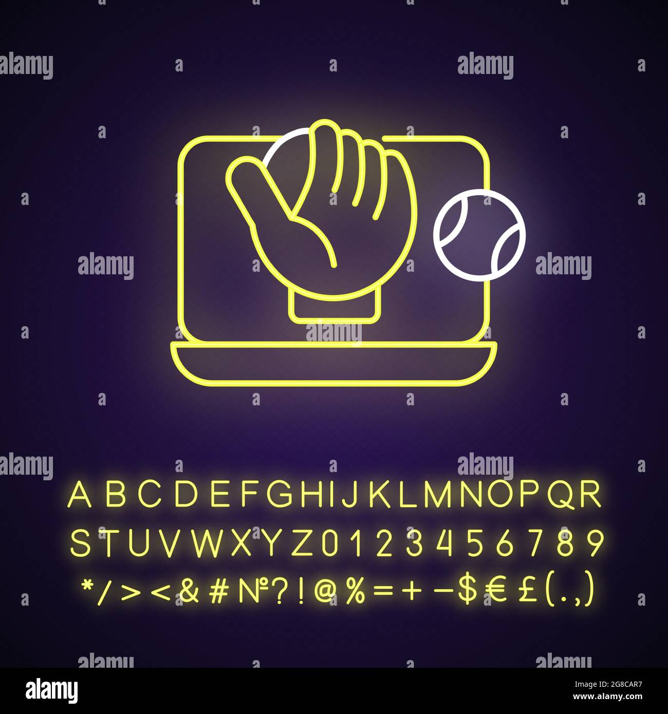Online baseball games neon light icon Stock Vector