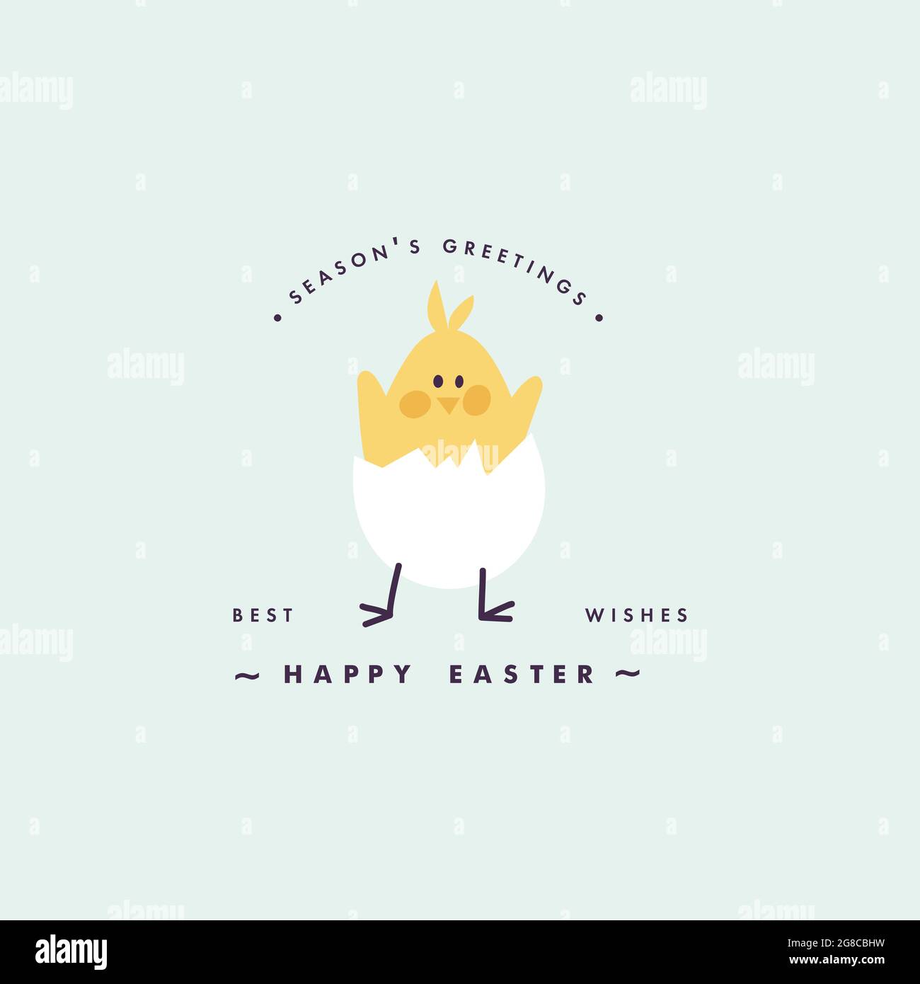 Vector design Easter egg with chick. Typography and icon for greeting card. Stock Vector
