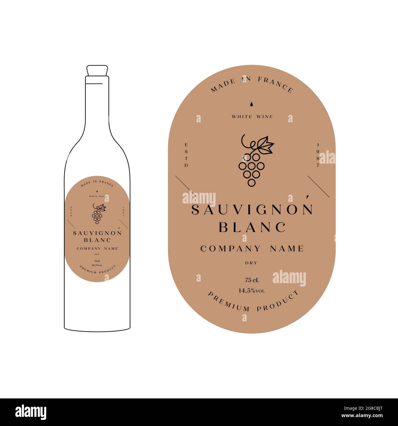 Vector illustartion design labels for wine. Minimalistic and modern design. Stock Vector