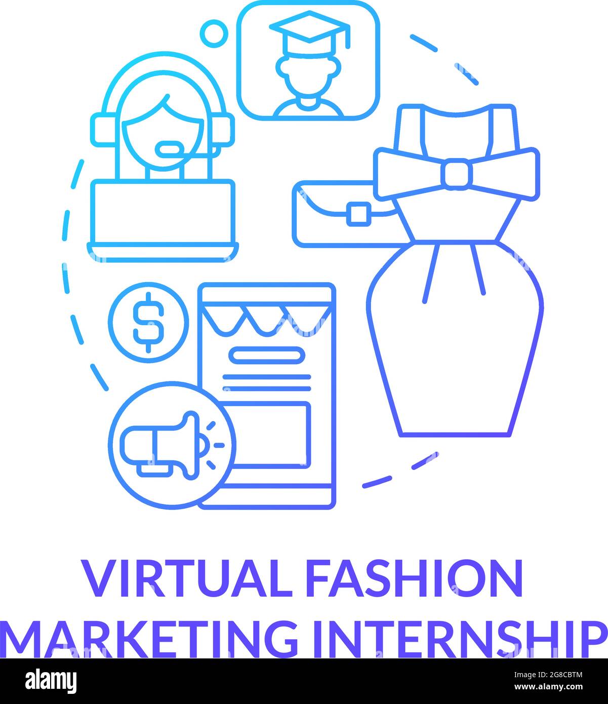 Virtual fashion marketing internship concept icon Stock Vector Image