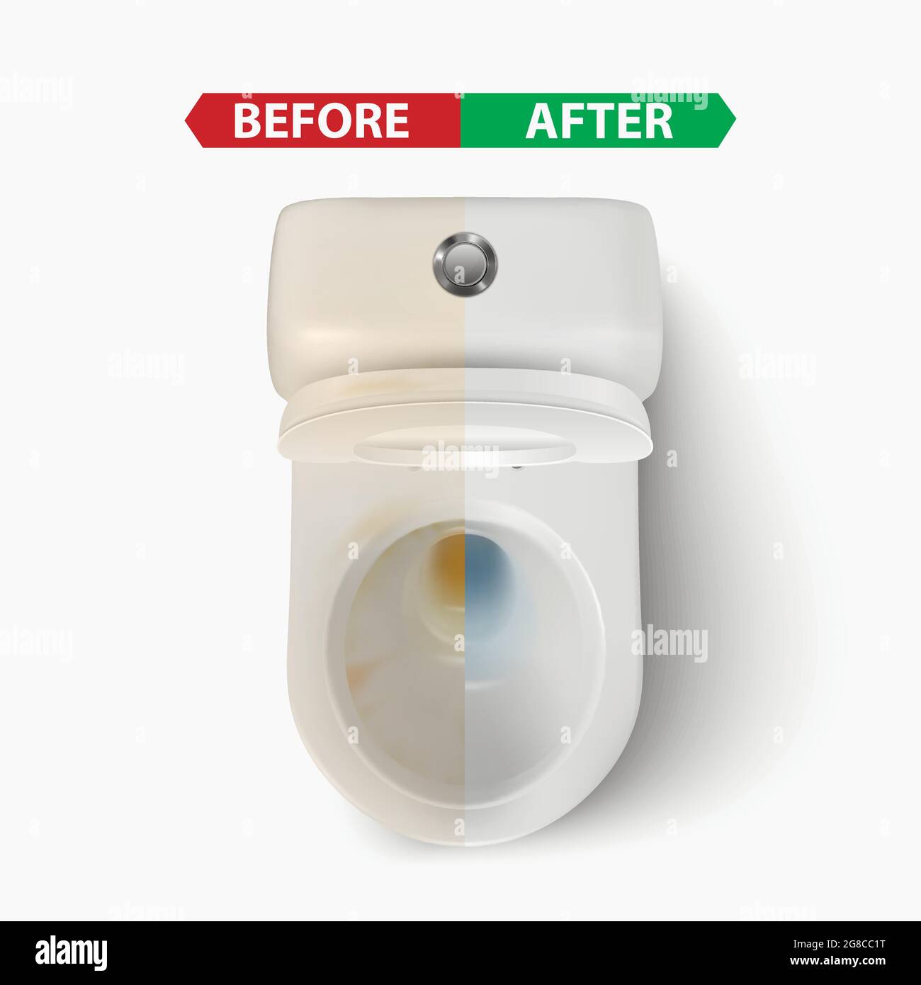 Vector 3d Realistic Clean and Dirty White Ceramic Toilet in Toilet Room ...