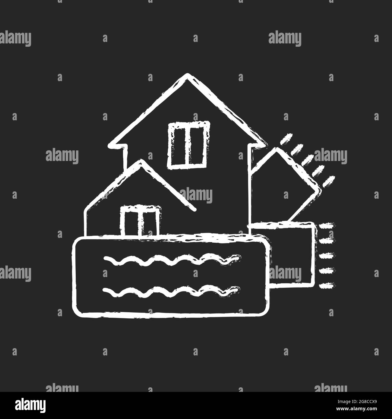 Weatherization chalk white icon on dark background Stock Vector