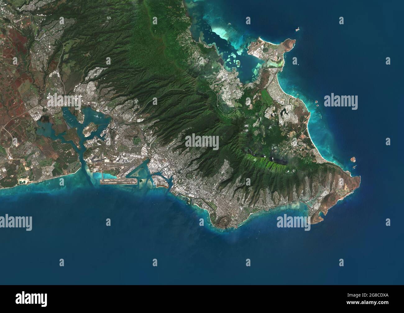 Satellite Map Of Oahu Honolulu Hawaii Satellite Image High Resolution Stock Photography And Images  - Alamy