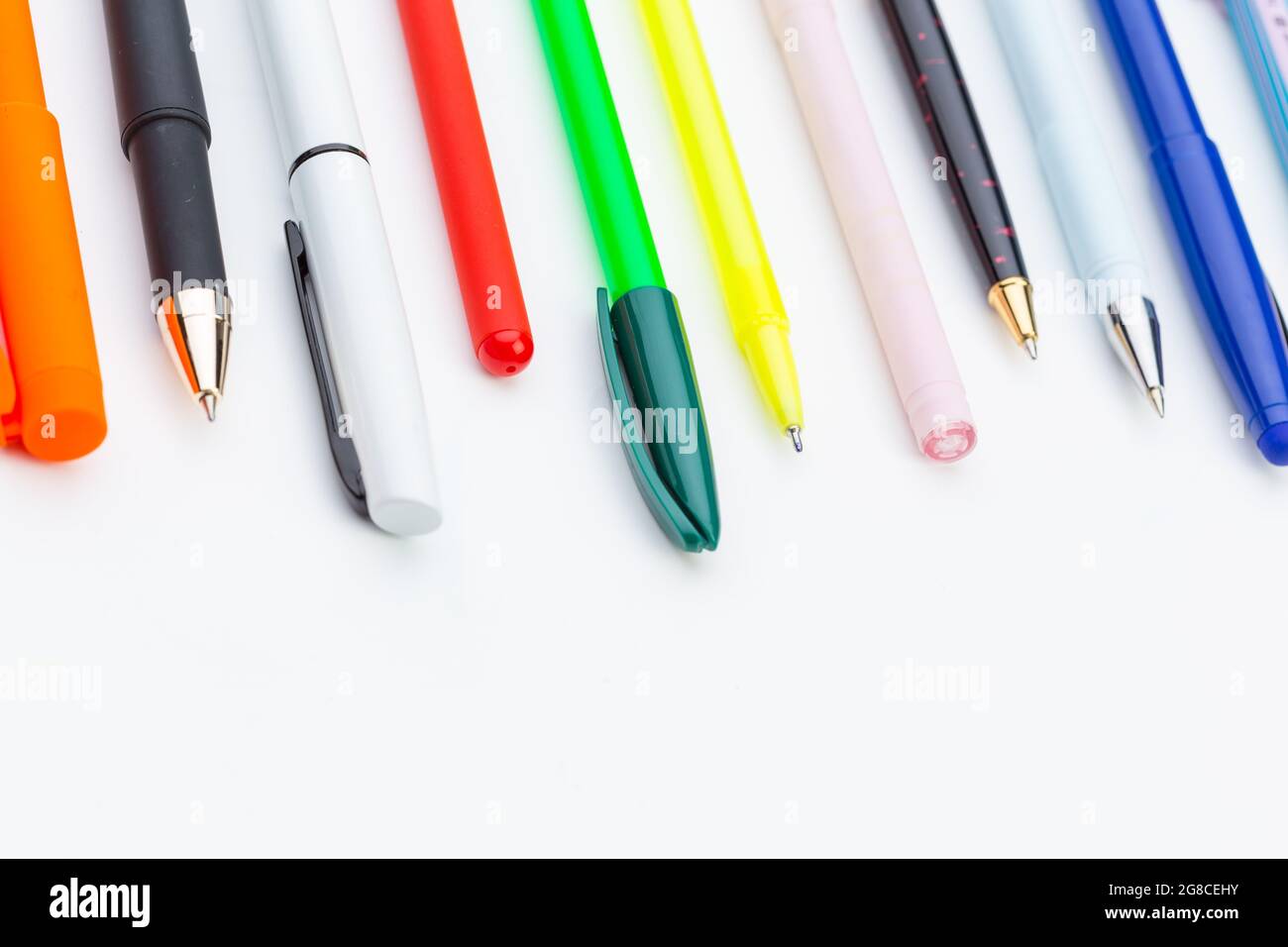 Set of pens isolated on white background Stock Photo - Alamy