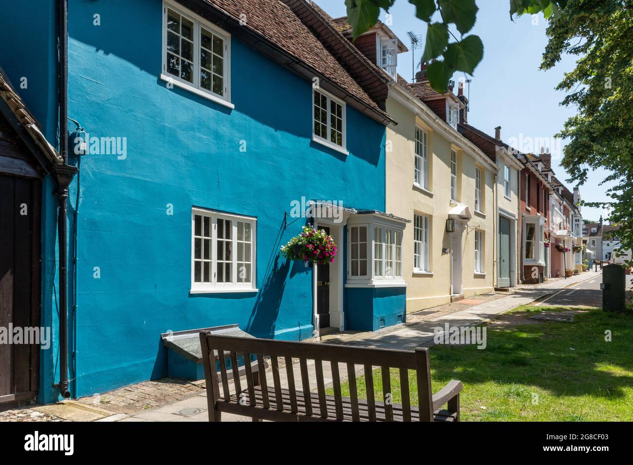 Colourful terraced houses in Alresford, a small Hampshire town
