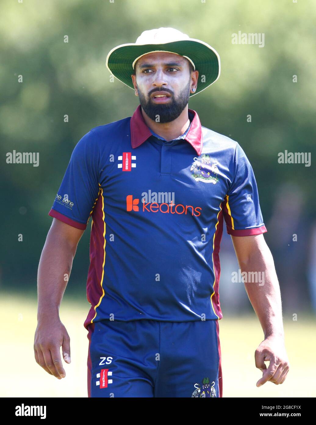 BILLERICAY, United Kingdom, JULY 18: Zain Shazad of Wanstead cc  during    Dukes Essex T20 Competition - Final between Wanstead and Snaresbrook CC and Stock Photo