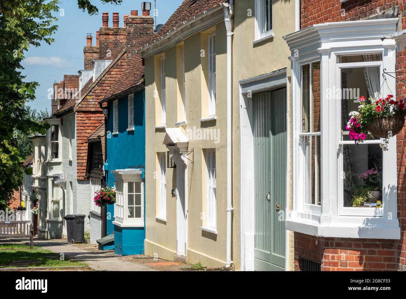 Colourful terraced houses in Alresford, a small Hampshire town