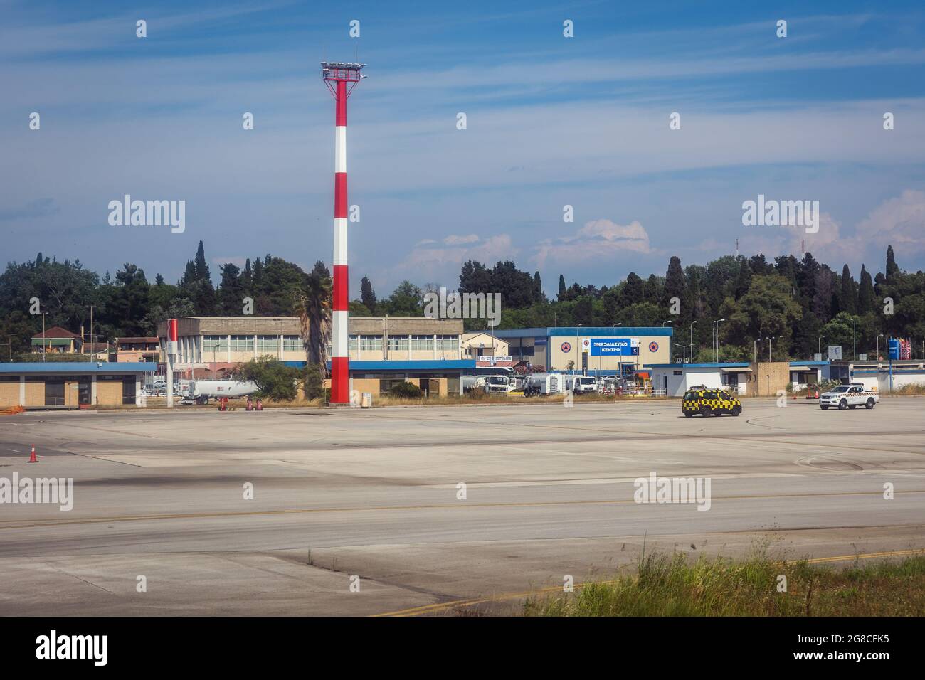 Corfu International Airport Ioannis Kapodistrias on a Greek island of