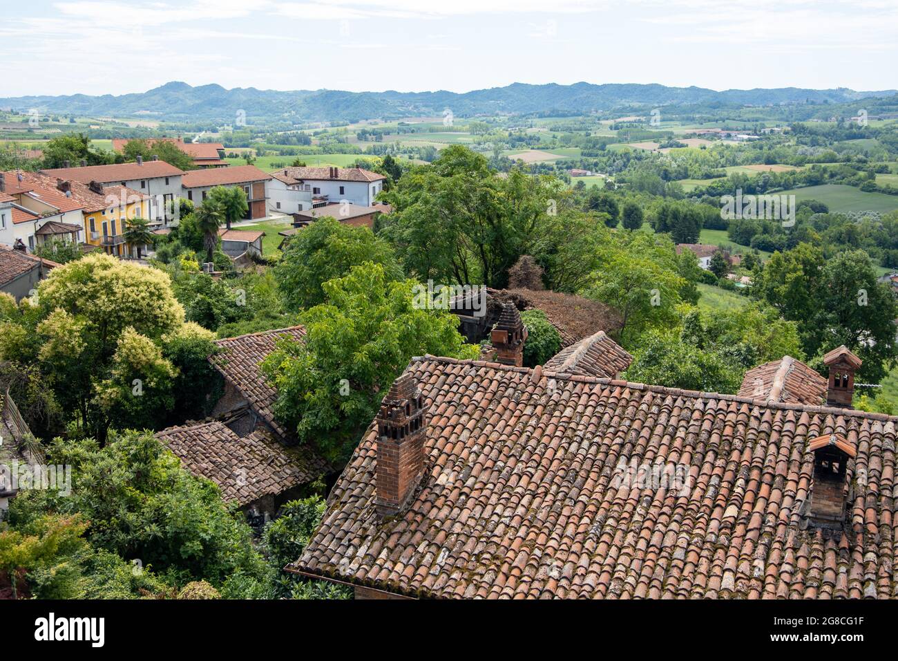 Gabiano Monferrato roofs hills Italy Stock Photo