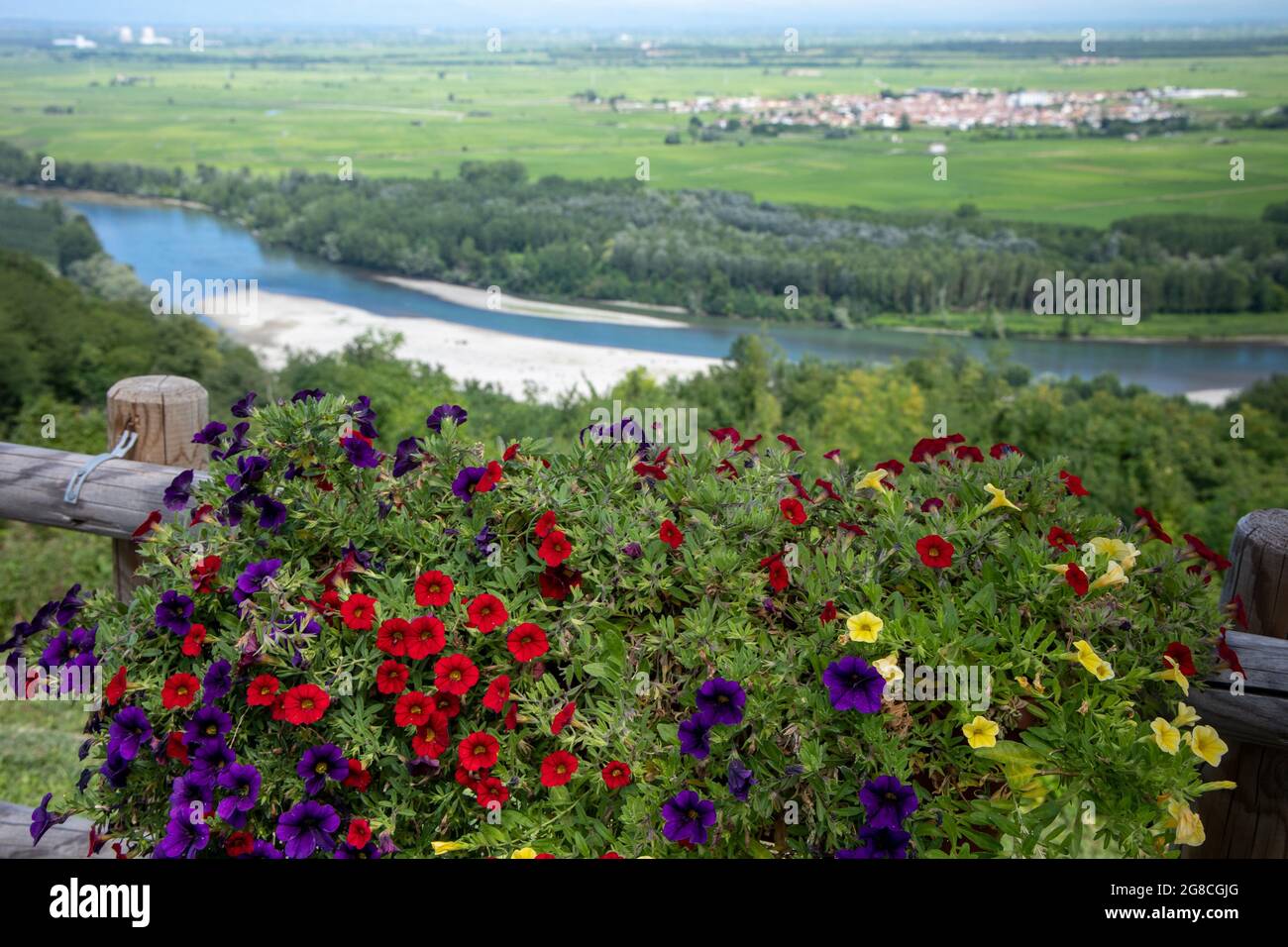 panoramic over Po river in Monferrato Piedmont Italy Stock Photo