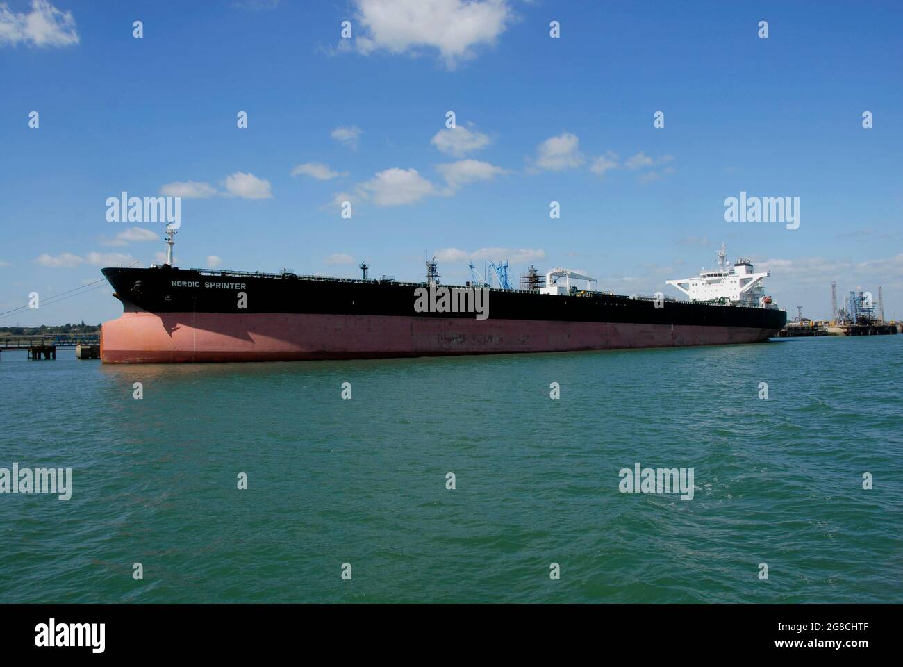 Crude oil tanker Nordic Sprinter moored in Southampton Water Stock Photo