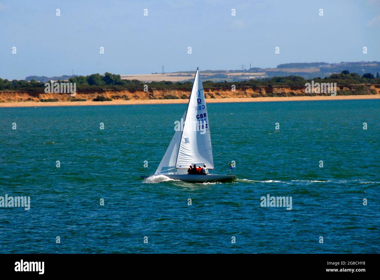 Lone yacht sailing in the Solent during Cowes Week Stock Photo Alamy